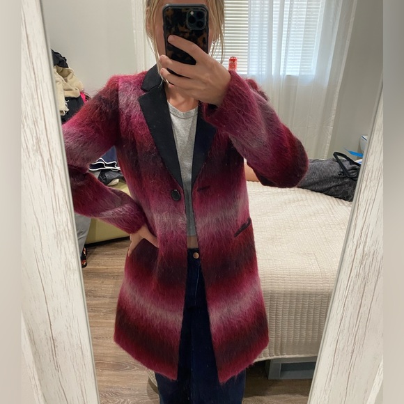 Pink Ombre Mohair and Wool Winter Coat Blazer Jacket Clements Ribeiro XS - Picture 1 of 11